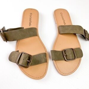 City Classified green strap open toe sandals woman’s size 9